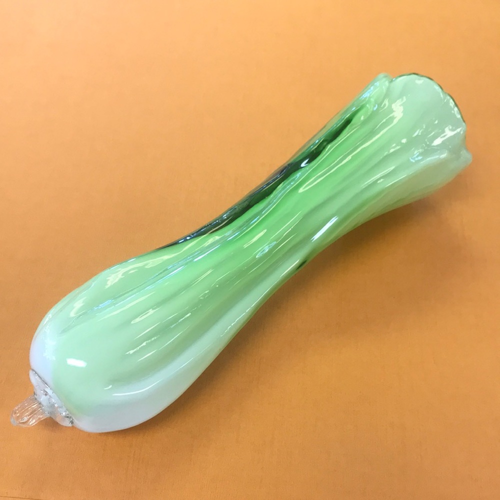 Vintage 8" Murano Italy‎ Hand Blown Art Glass Romaine Lettuce or Leek
